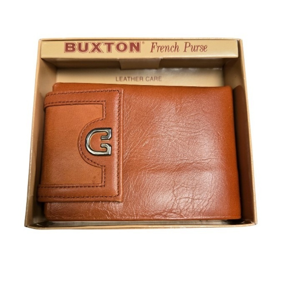 BUXTON Convertible Leather Tan Bifold Wallet Top Grain Cowhide MCM Vintage